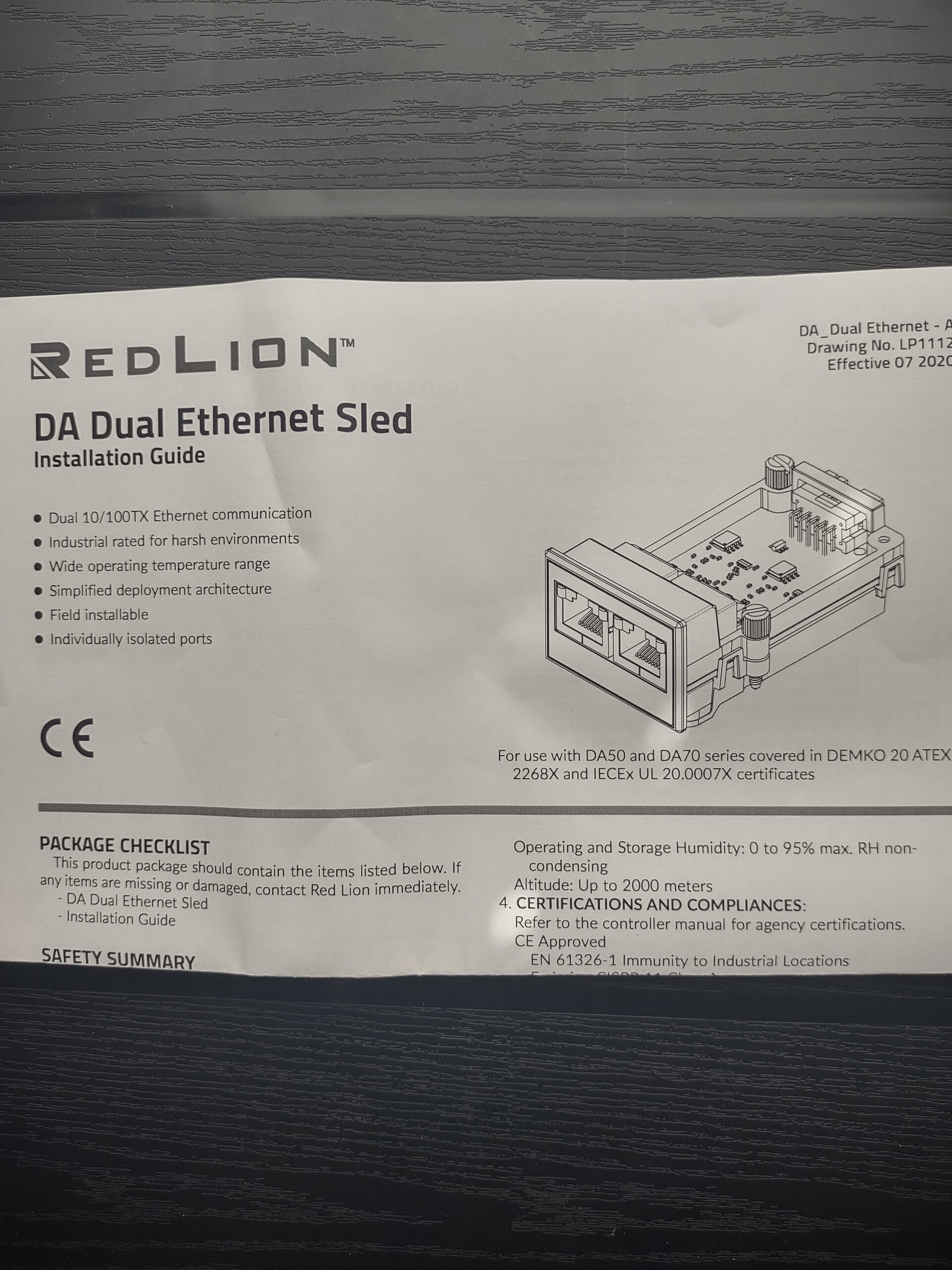 Dual Ethernet 2 Red Lion DA Dual Ethernet Sled